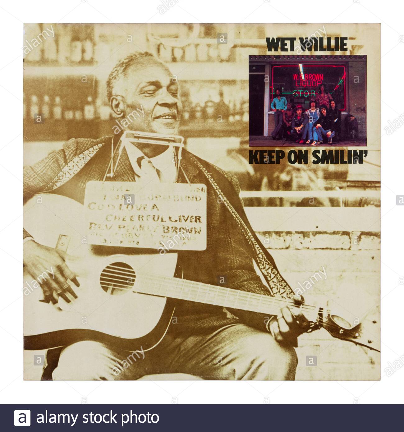 Imagen del ÁLBUM LP PORTADA de Wet Willie's :Keep on Smilin'. Aislado sobre fondo blanco. Foto de stock