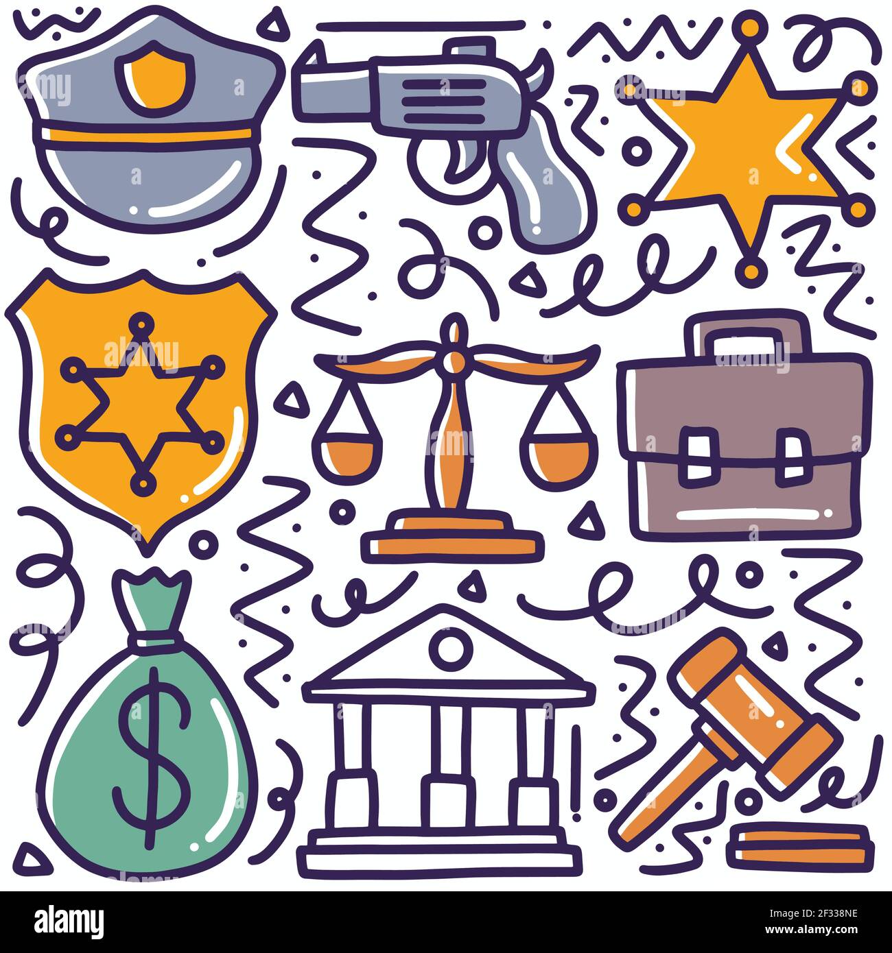 juego de fideos de seguridad del palacio nacional dibujado a mano Imagen  Vector de stock - Alamy