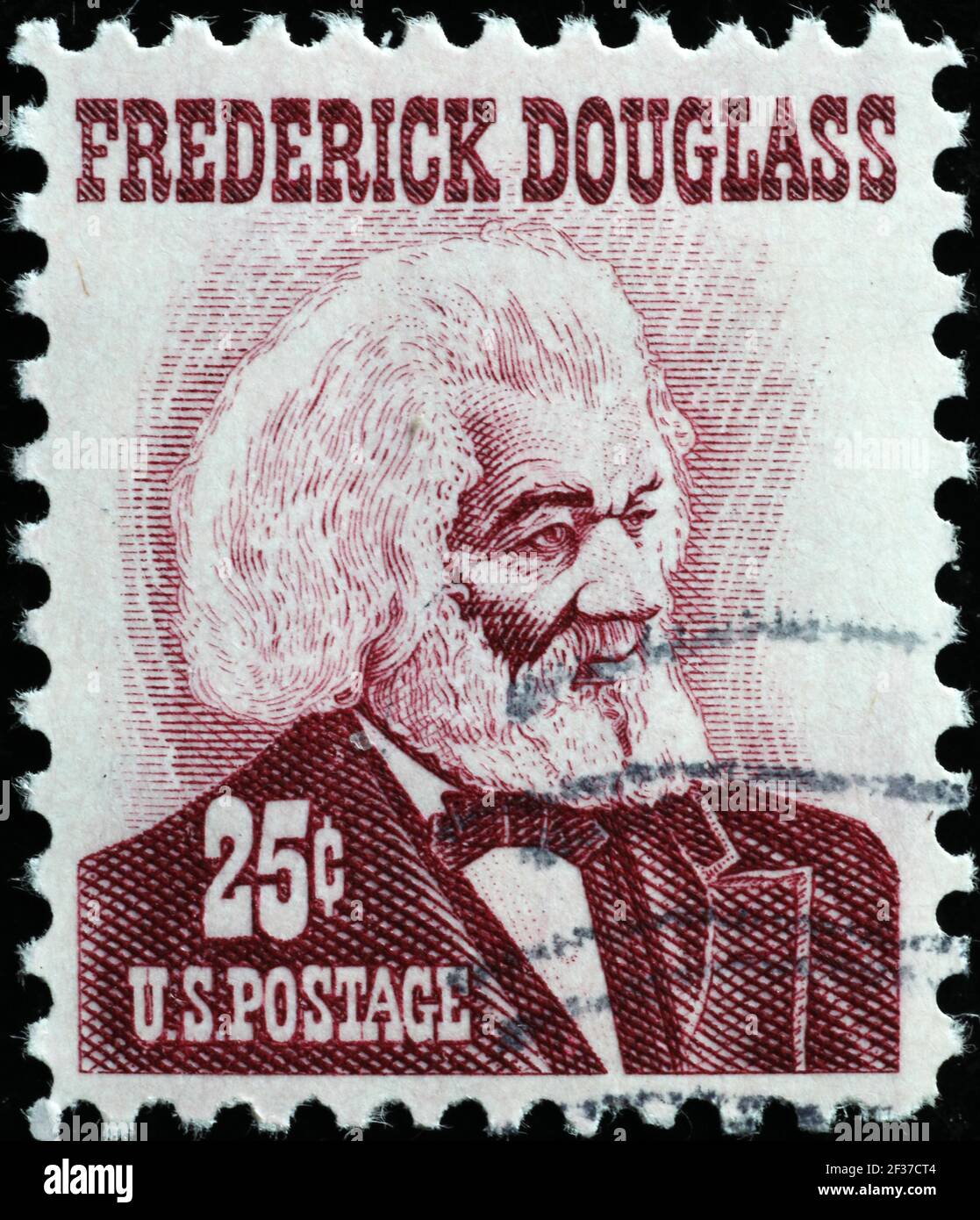 El abolicionista Frederick Douglass en sello americano vintage Foto de stock