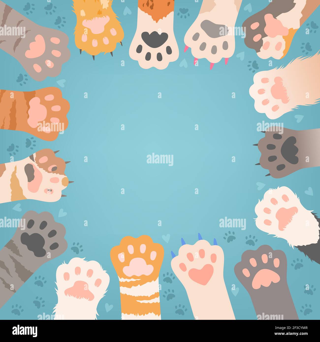 Gatos pata fondo. Animales domésticos divertidos gatitos o animales  salvajes diferentes patas con garras ilustraciones vectoriales Imagen  Vector de stock - Alamy