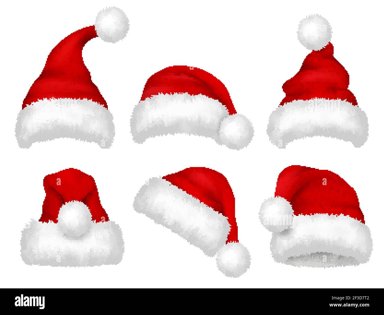 Sombrero rojo Santa. Fiesta piel navidad tradicional sombrero terciopelo vector imágenes realistas Ilustración del Vector