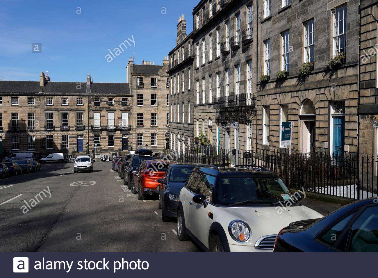 Nelson Street y Northumberland Street, Edinburgh New Town Streets, viviendas de lujo, Edimburgo, Escocia Foto de stock