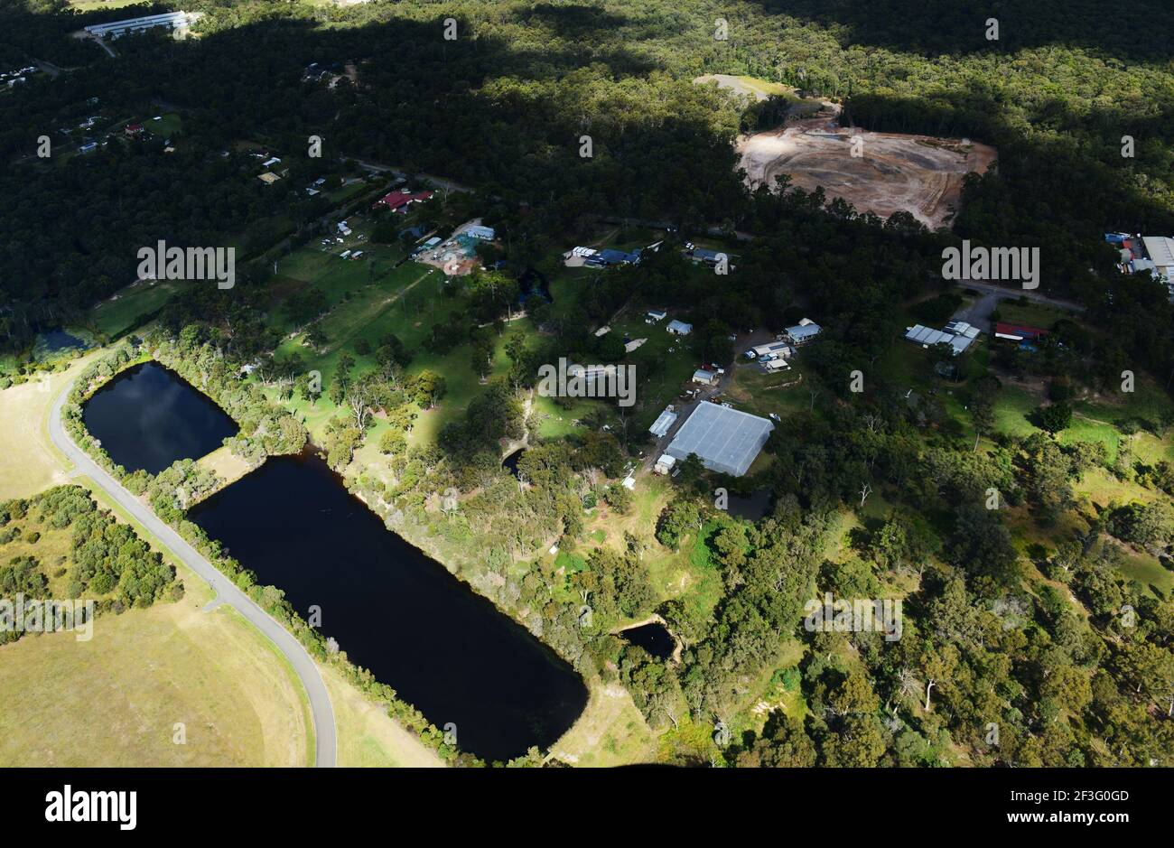 Paisajes aéreos de las zonas rurales de las granjas en Queensland, Australia. Foto de stock