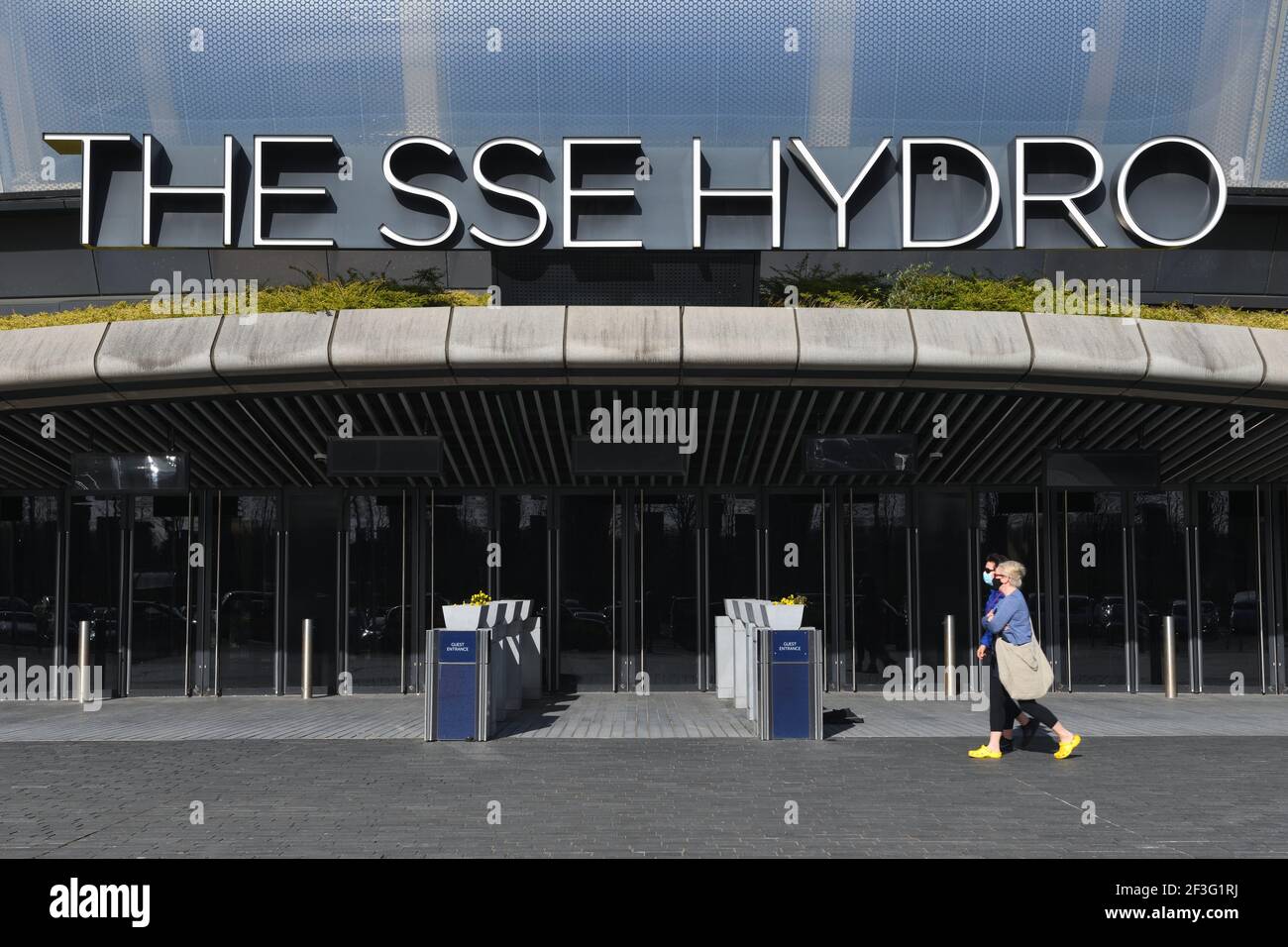 La entrada SSE Hydro y el cartel en la fachada exterior en Finnieston, Glasgow, Escocia, Reino Unido Foto de stock
