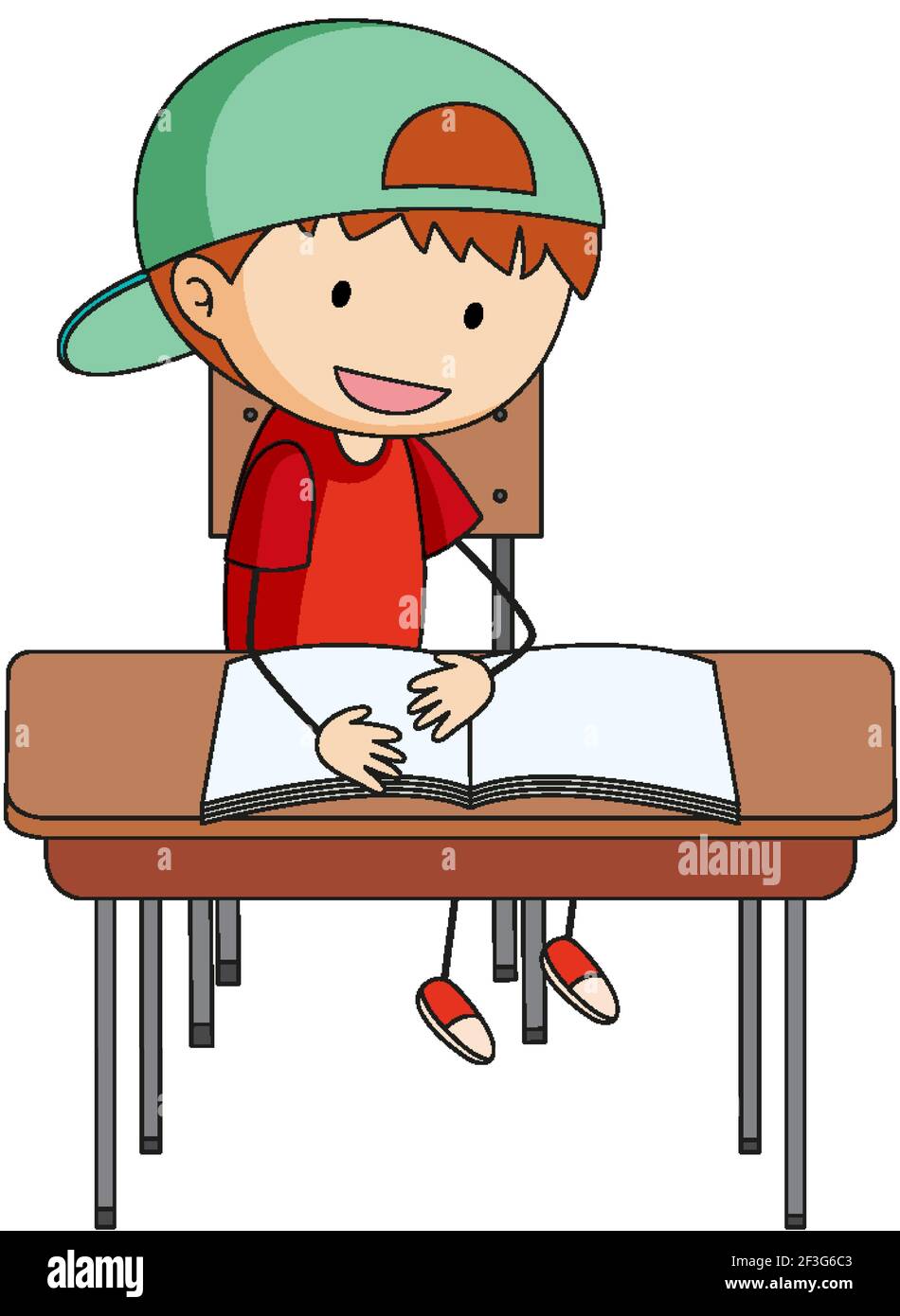 Un niño haciendo la tarea de dibujo de dibujos animados de fideos Imagen  Vector de stock - Alamy