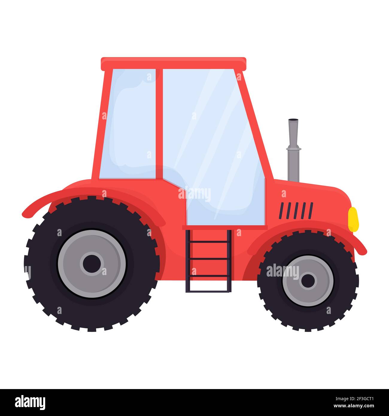 Tractor agrícola rojo en estilo de dibujos animados aislado sobre fondo  blanco. Equipo agrícola, maquinaria del país. Vehículo infantil, lindo,  simple. Vector Imagen Vector de stock - Alamy