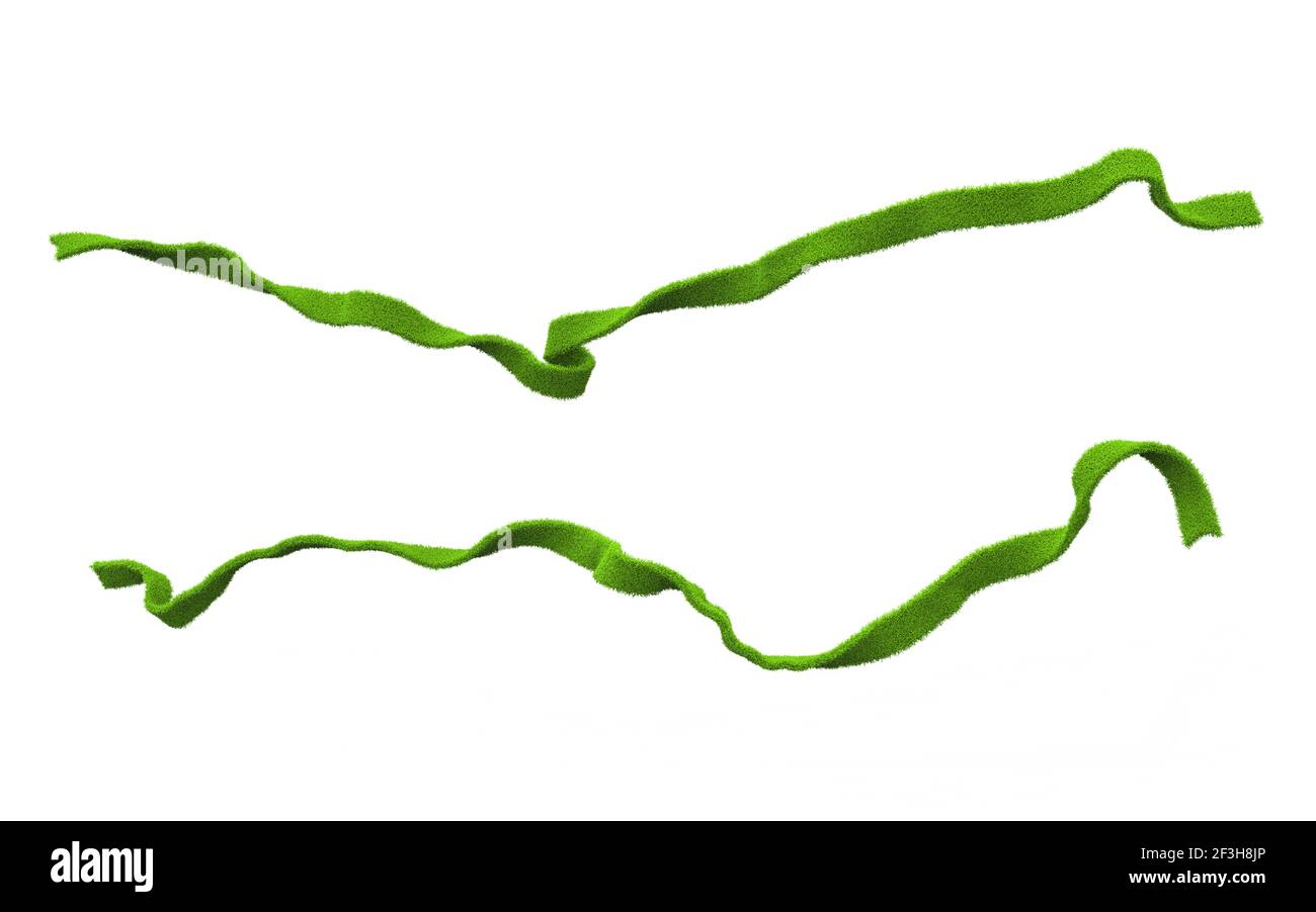 Cintas verdes jugosas frescas cubiertas de hierba de primavera. Se puede utilizar para decorar marcos, diseños, libros y como elementos de clipart para su trabajo. Imagen prediseñada Foto de stock