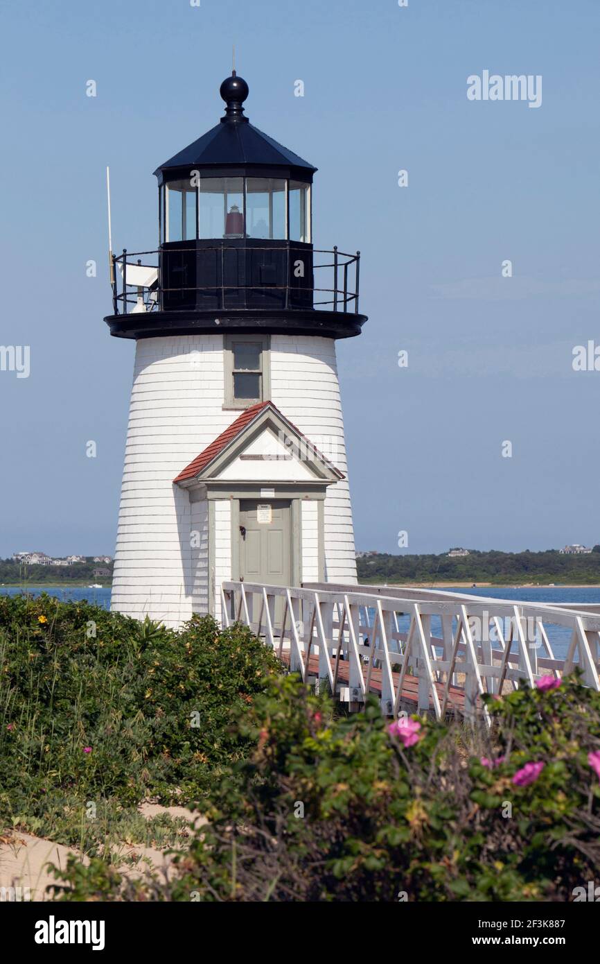 Brant Point Lighthouse, Nantucket Island, Massachusetts, Nueva Inglaterra, EE.UU. (Est. 1746 y automatizado en 1965) Foto de stock