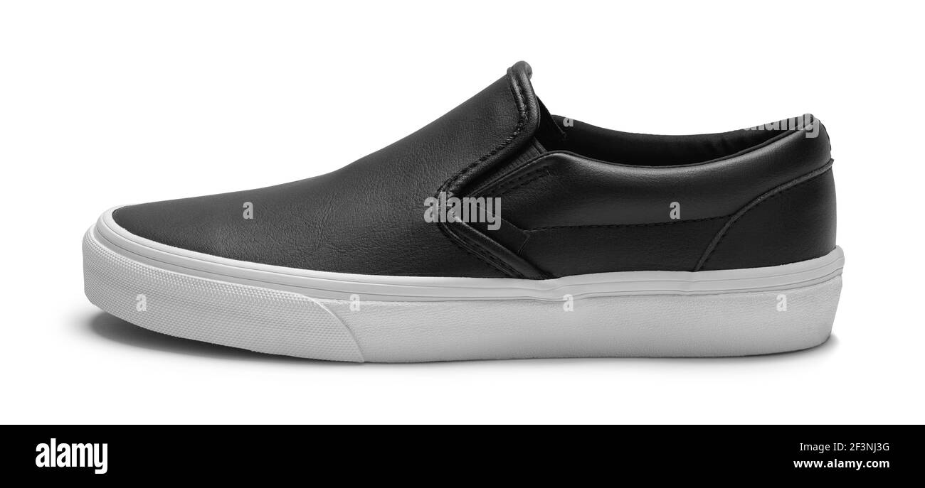 Black Slip on Shoe Vista lateral Corte. Foto de stock