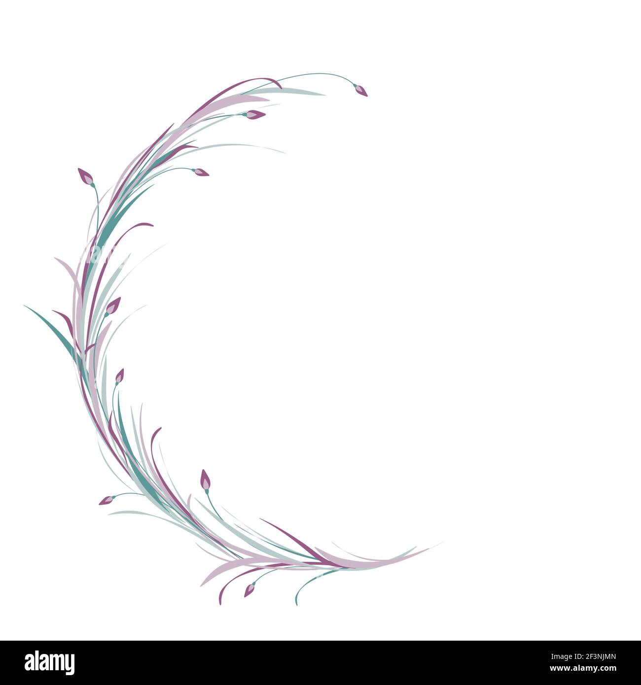 Corona violeta y azul de hierba, ramitas y flores lilas aisladas sobre  fondo blanco. Guirnalda floral para tarjetas de felicitación. Ilustración  vectorial Imagen Vector de stock - Alamy