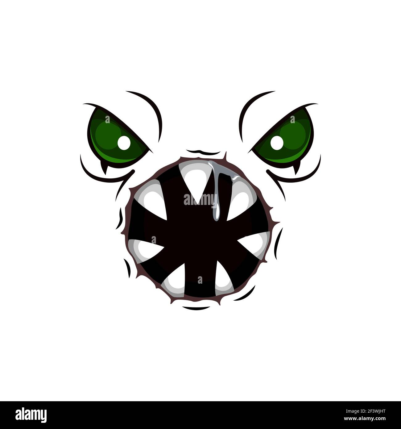 Monster cara caricatura vector icono, creepy criatura, la emoción con los  ojos enojados y la boca toothy redonda. Halloween fantasma, alienígena o  gusano espeluznante aislamiento emoji Imagen Vector de stock - Alamy