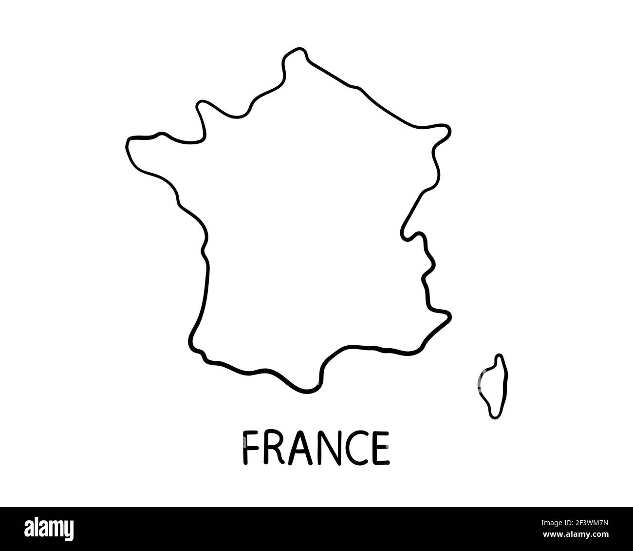Dibujo a mano de Francia ilustración del mapa Foto de stock