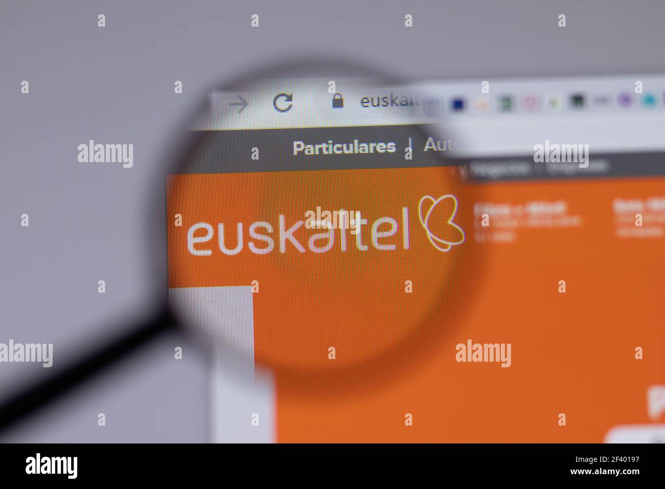 Nueva York, EE.UU. - 18 de marzo de 2021: Icono del logotipo de la empresa Euskaltel en el sitio web, editorial ilustrativa Foto de stock