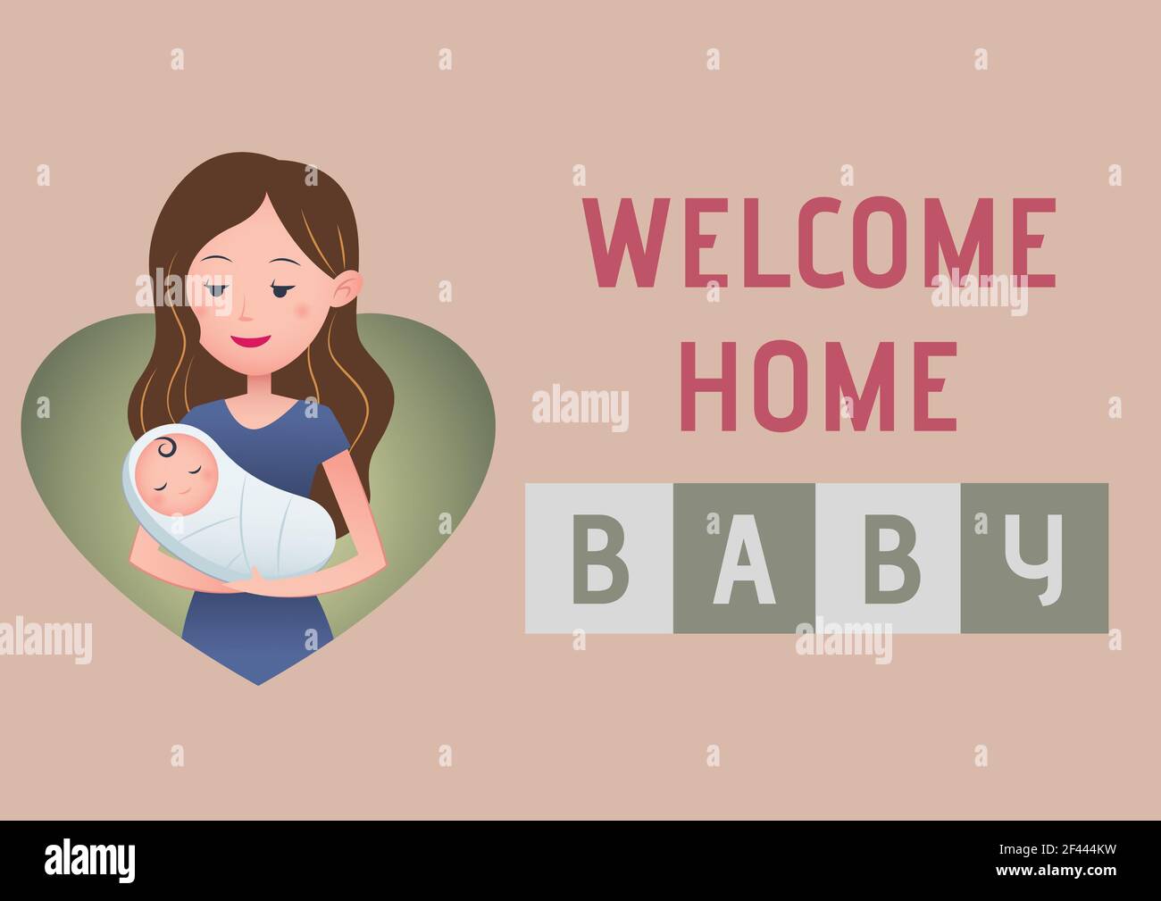Imagen digital generada del texto de bienvenida del bebé en casa y la madre  tener un bebé recién nacido Fotografía de stock - Alamy