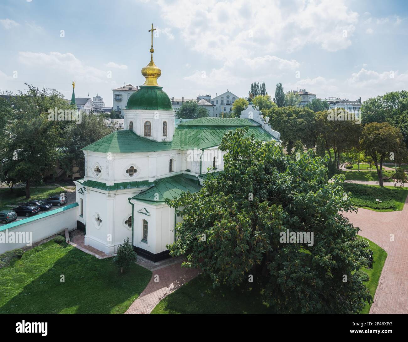 Vista aérea de la Iglesia de la Rectoría en el complejo de la Catedral de Santa Sofía - Kiev, Ucrania Foto de stock