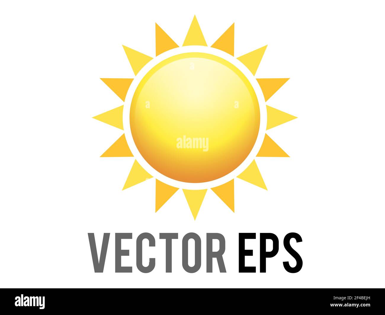 El vector gradiente shinny naranja sol icono con ocho triangularrays, representan soleado, cálido, clima caliente, luz, calor, energía, vida, espacio exterior, astr Foto de stock