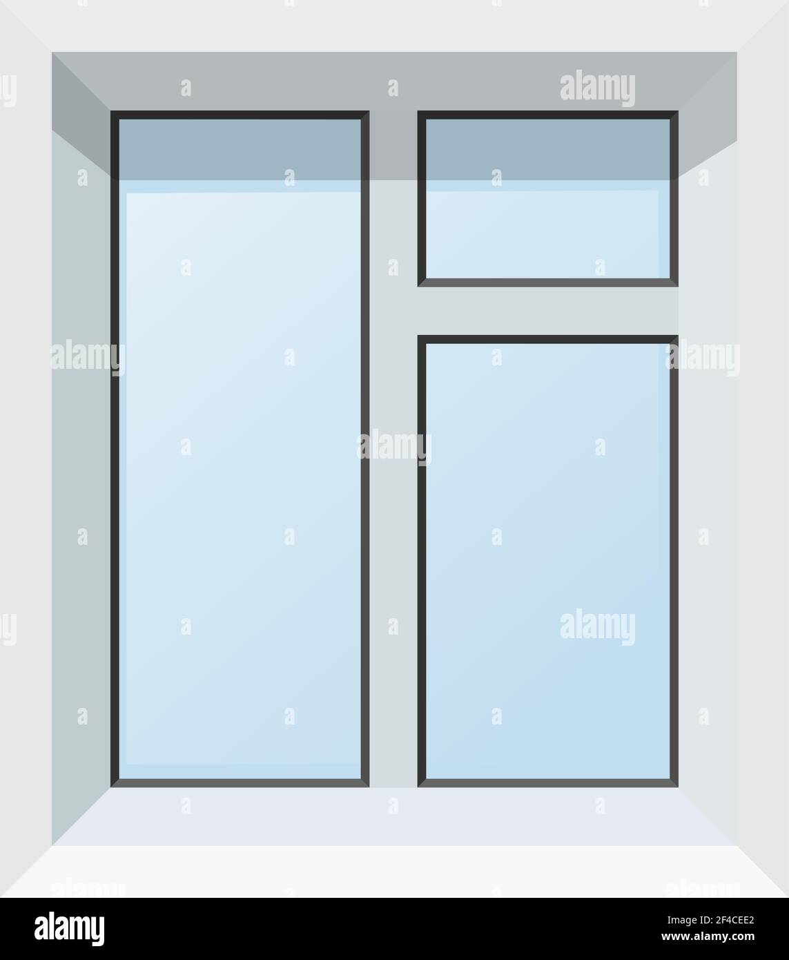 Ilustración vectorial de ventanas abstractas de plástico moderno. Imagen realista de caja aislada sobre fondo blanco. Ilustración del Vector