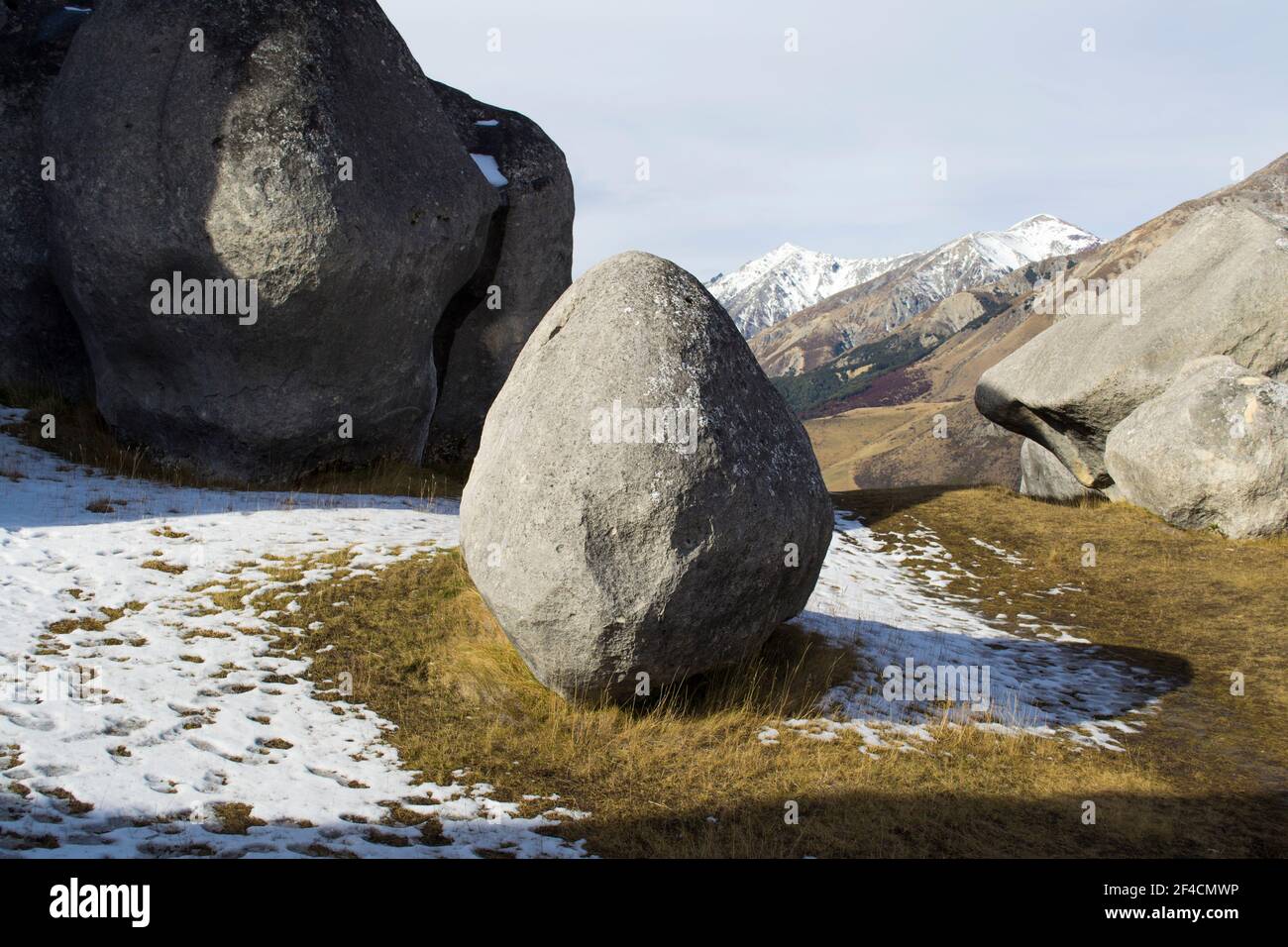 Región de Canterbury, Nueva Zelanda. Rocas de piedra caliza en Castle Hill Foto de stock