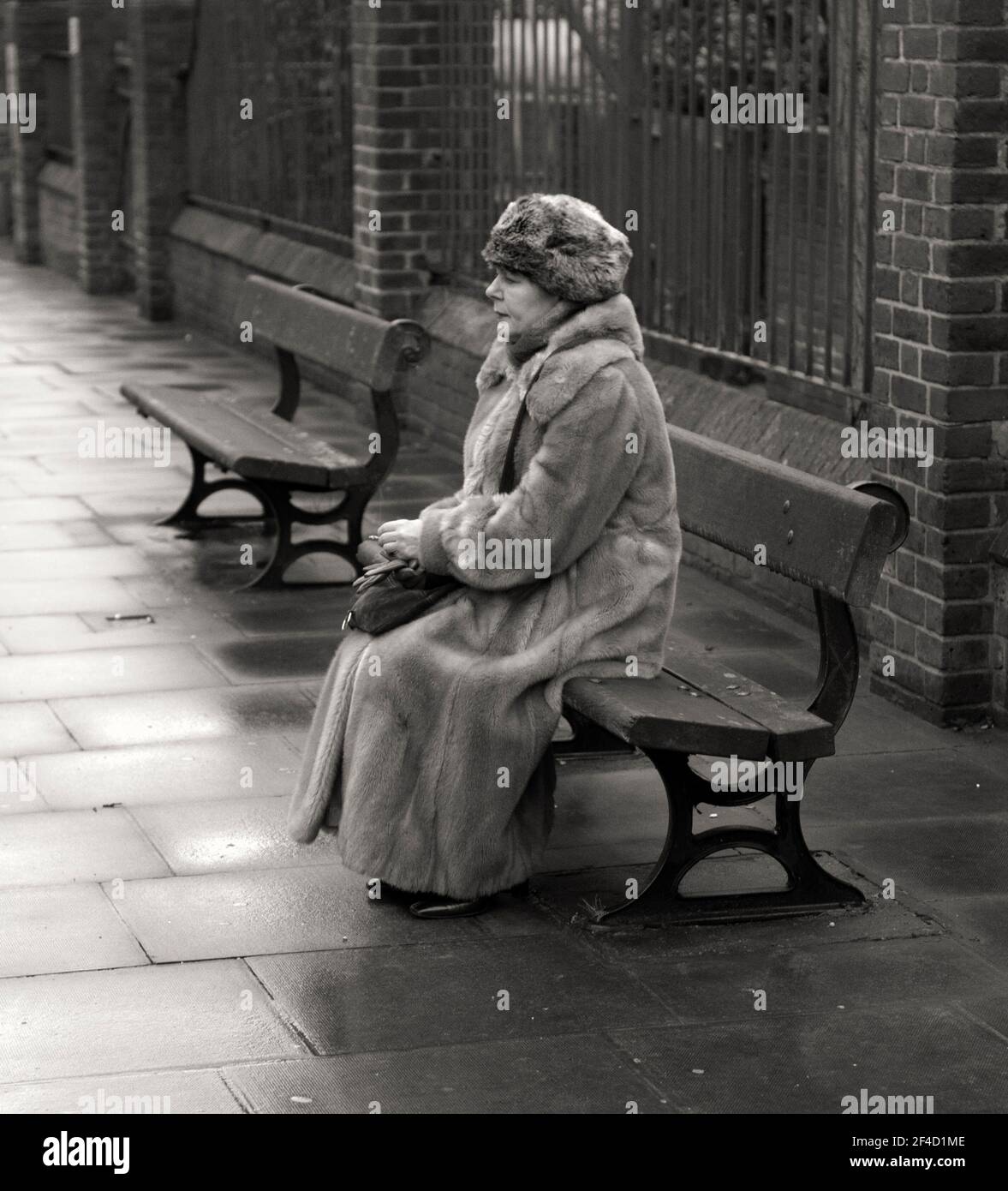 Lady in a fur coat, Londres del Norte, Reino Unido 2015 de febrero. Foto de stock