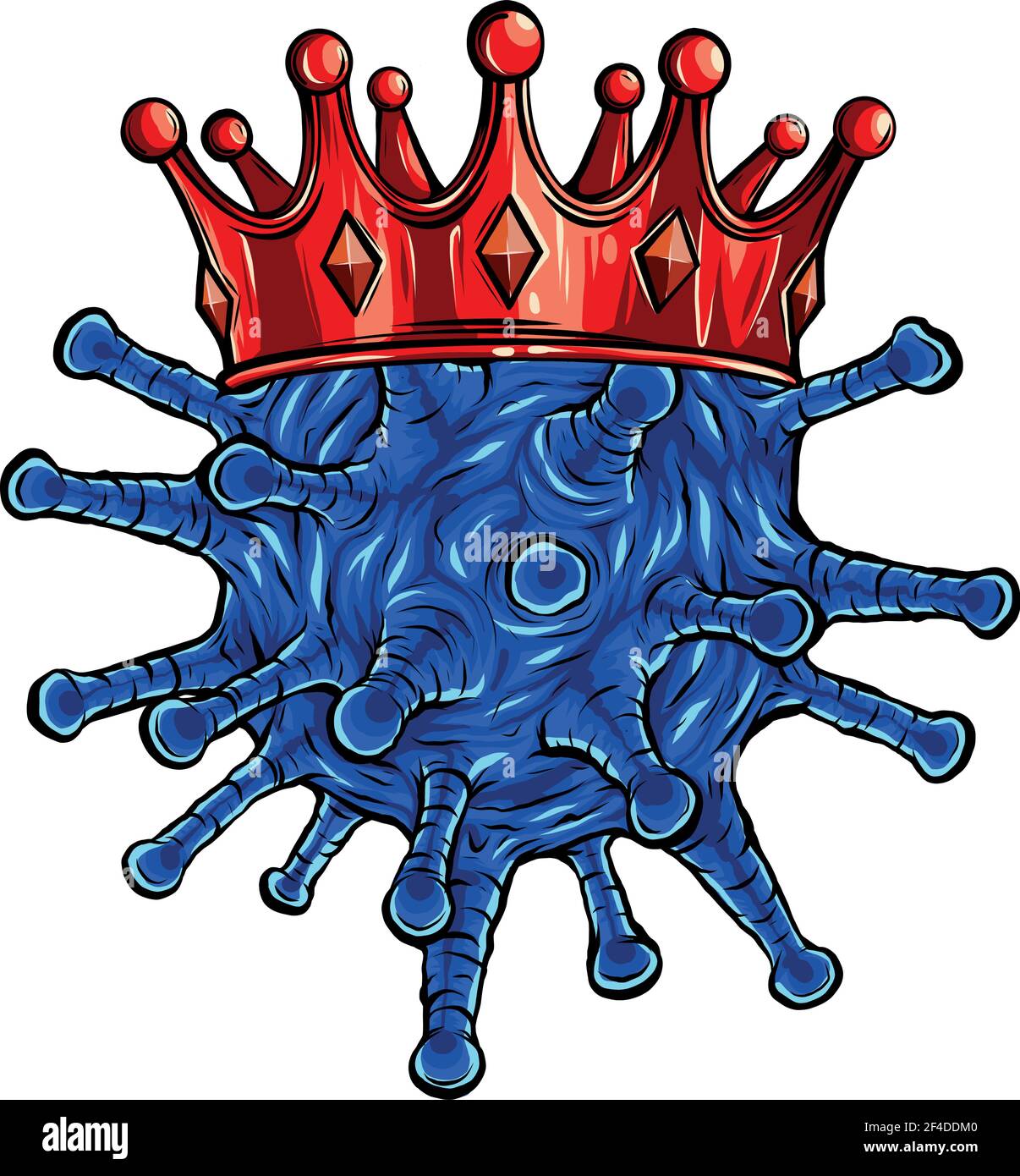 Coronavirus en un estilo de dibujos animados con corona Ilustración del Vector