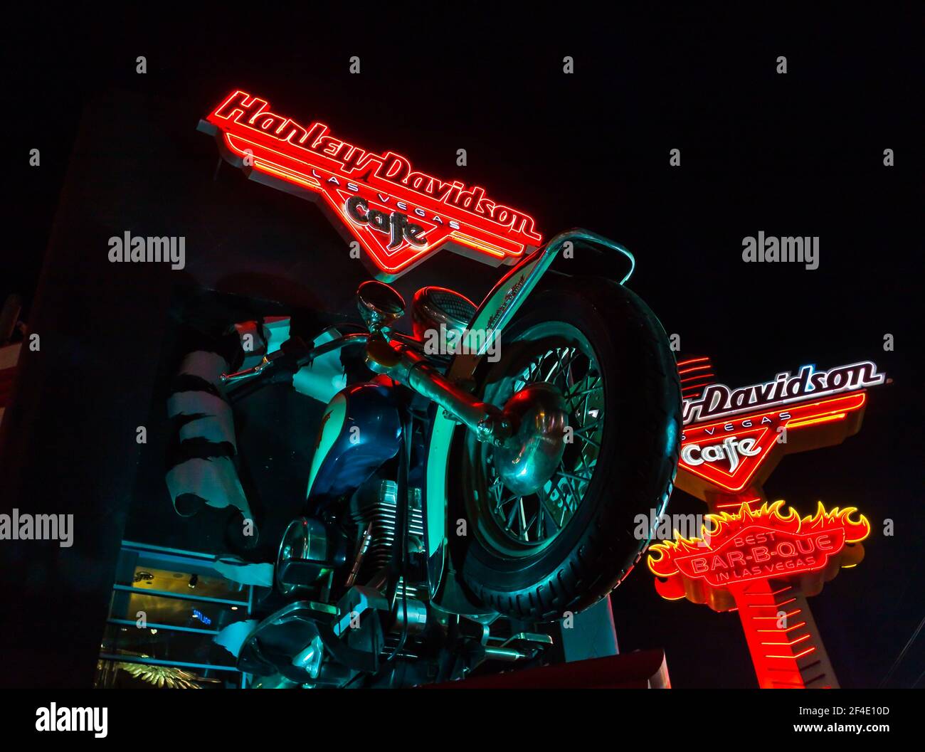 The Neon Sign at the Harley Davidson Café on the Strip, las Vegas, Nevada, Estados Unidos Foto de stock