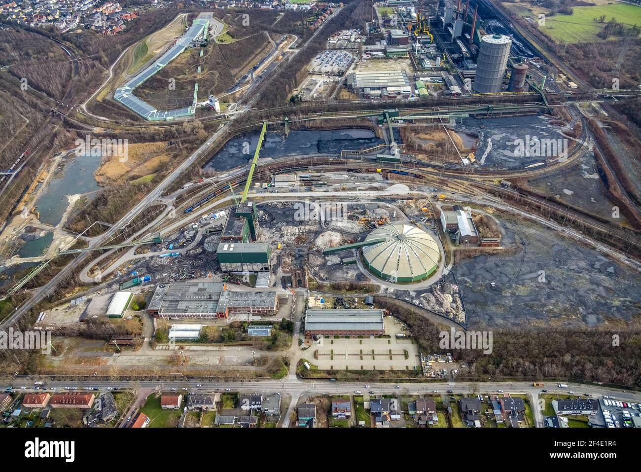 Vista aérea, obra de demolición de obra de la antigua mina Prosper-Haniel II, Bottrop, área de Ruhr, Renania del Norte-Westfalia, Alemania, demolición, Foto de stock