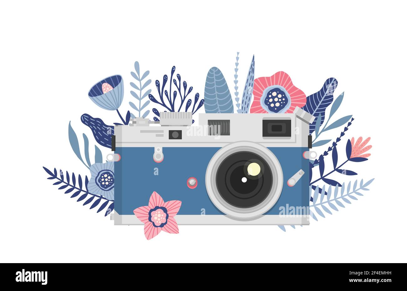 Camara Con Flores Diseno De Logotipo De Camara Floral Ilustracion Vectorial Icono De Camara Retro Vintage Imagen Vector De Stock Alamy