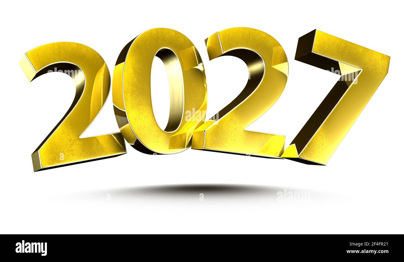 Ilustración número 2027 3D sobre fondo blanco con trazado de recorte ...