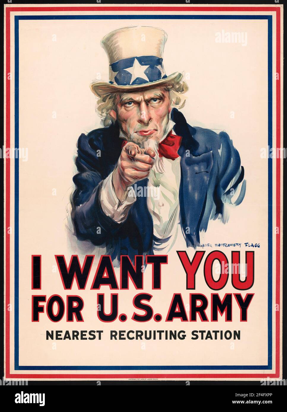 Un póster de reclutamiento de la primera guerra mundial en estados unidos mostrando al tío Sam Diciendo que te quiero para el Ejército de los Estados Unidos Foto de stock