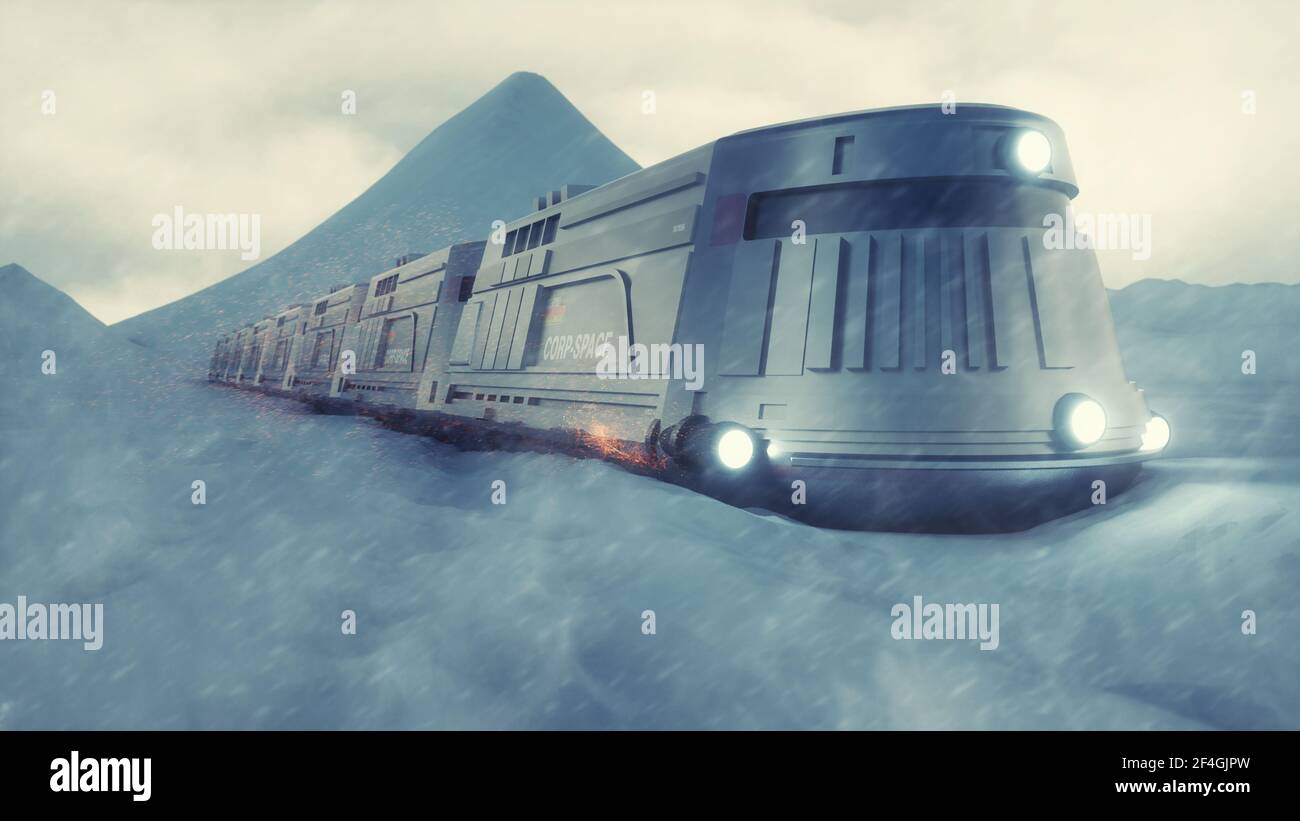 3d render. Tren rompehielos y concepto Foto de stock