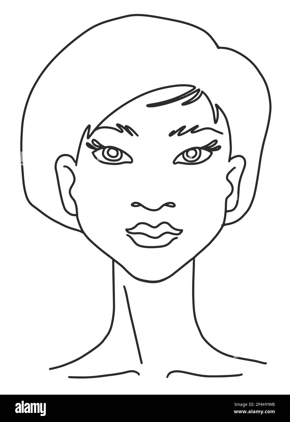 Retrato del modelo de la joven asiática. Contorno estético de cara de  dibujo de línea. Ilustración de vector de croquis Imagen Vector de stock -  Alamy