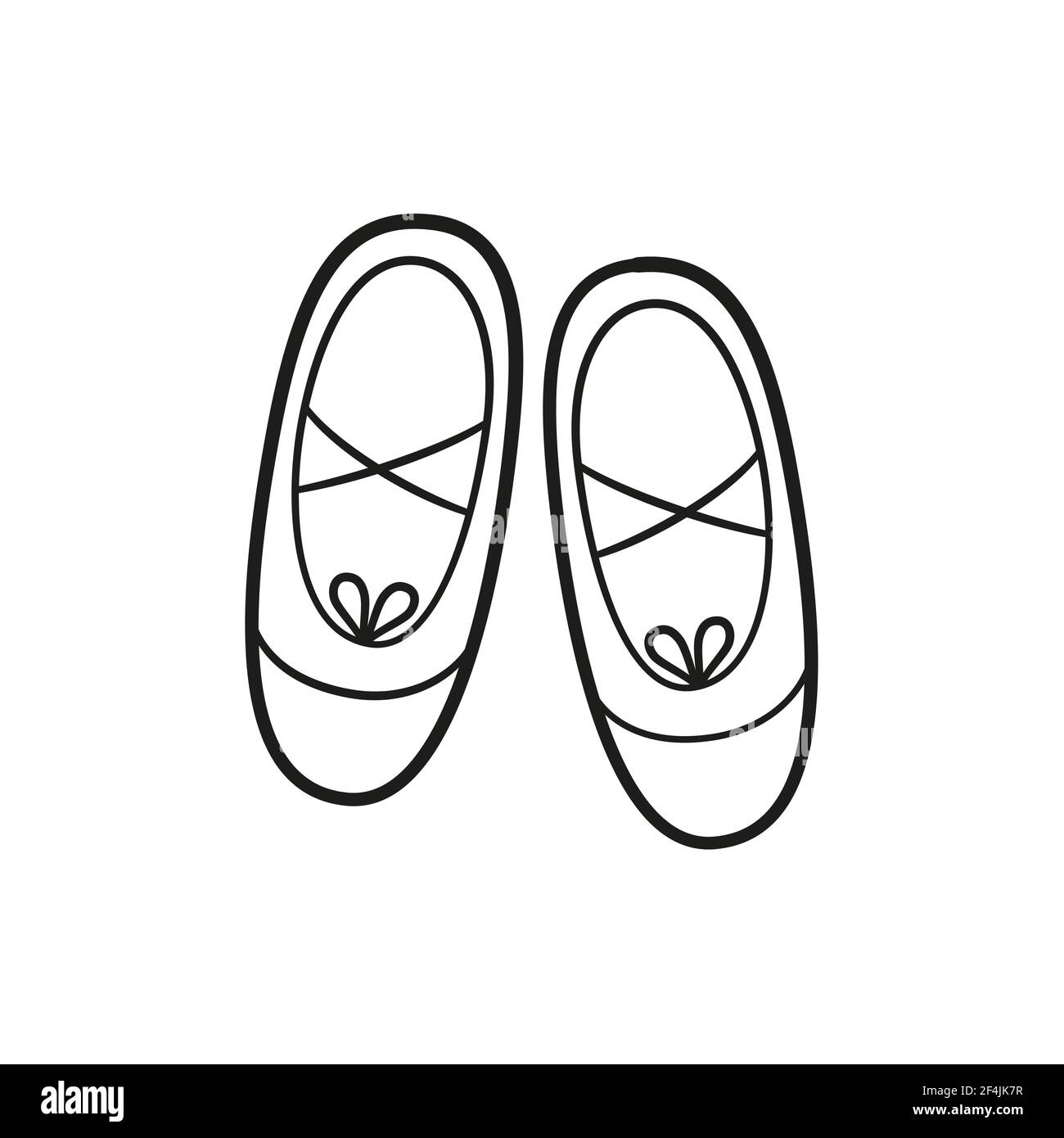 Zapatos de ballet. Accesorios para clases de baile. Ilustración vectorial  aislada en estilo de fideos Imagen Vector de stock - Alamy