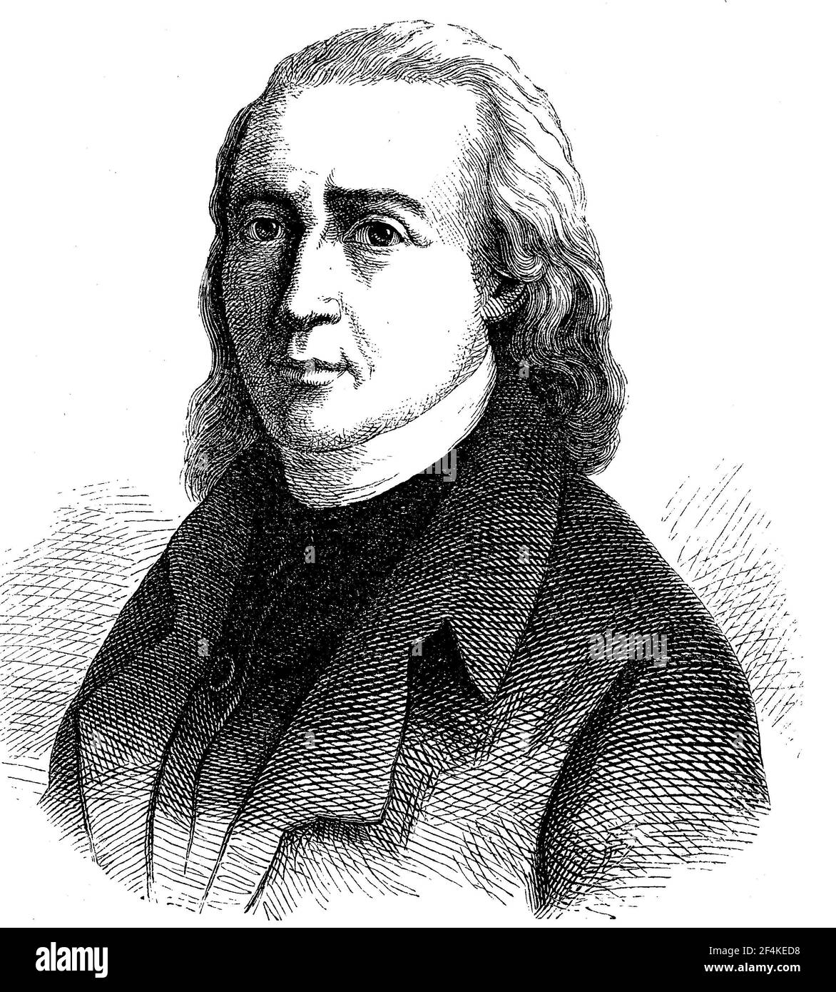 Matthias Claudius, Asmus, 15 de agosto de 1740 - 21 de enero de 1815, un poeta y periodista alemán, conocido como letrista con estilo de verso de canciones folklóricas / Matthias Claudius, Asmus, 15. Agosto 1740 - 21. Januar 1815, ein deutscher Dichter und Journalist, bekannt als Lyriker mit volksliedhafter Verskunst, Historisch, histórica, digital reproducción mejorada de un original del siglo 19th / digitale Reproduktion einer Originalvorlage aus dem 19. Jahrhundert Foto de stock