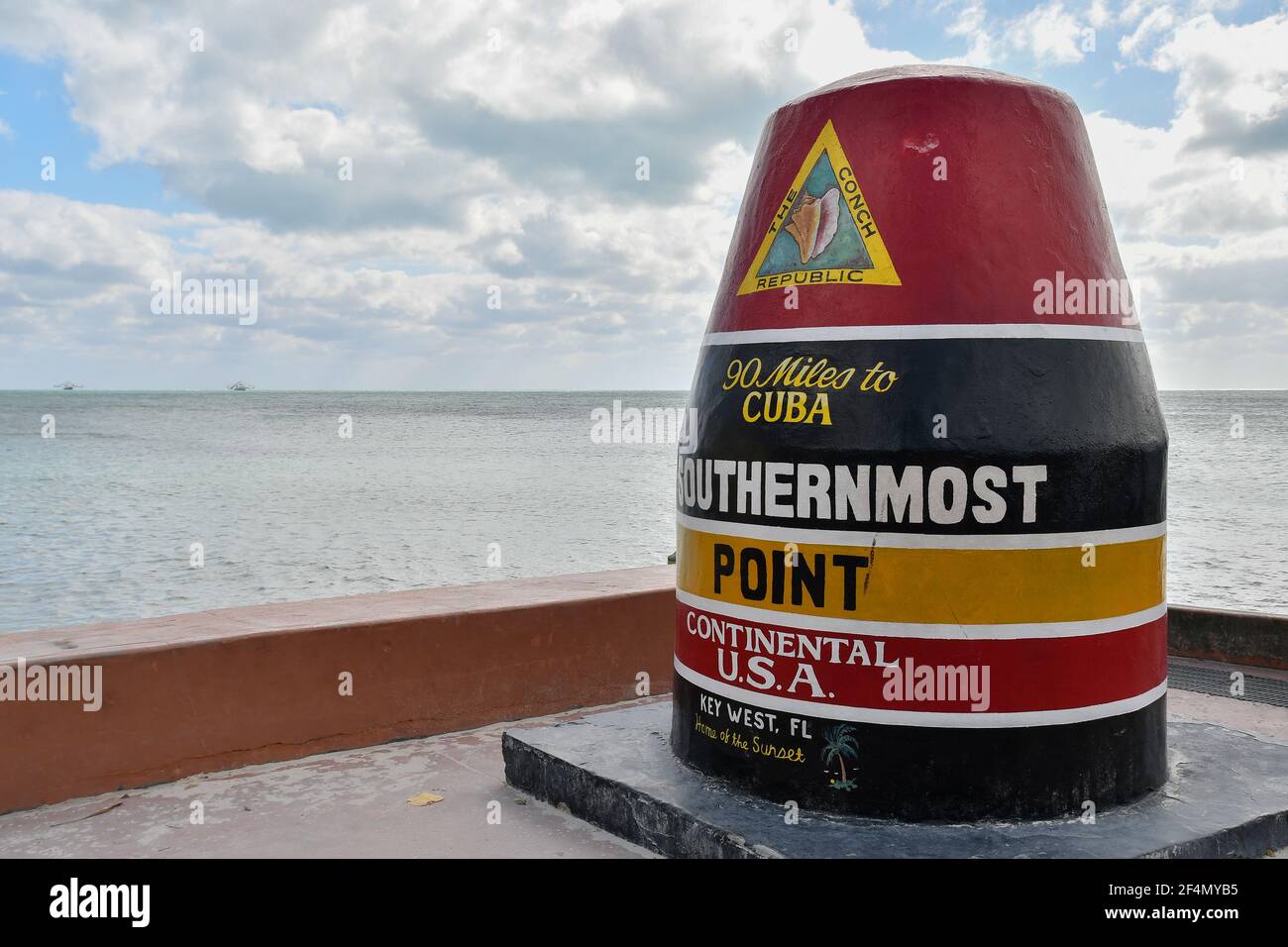 Key West, Florida, el punto más meridional, a 90 millas de Cuba Foto de stock