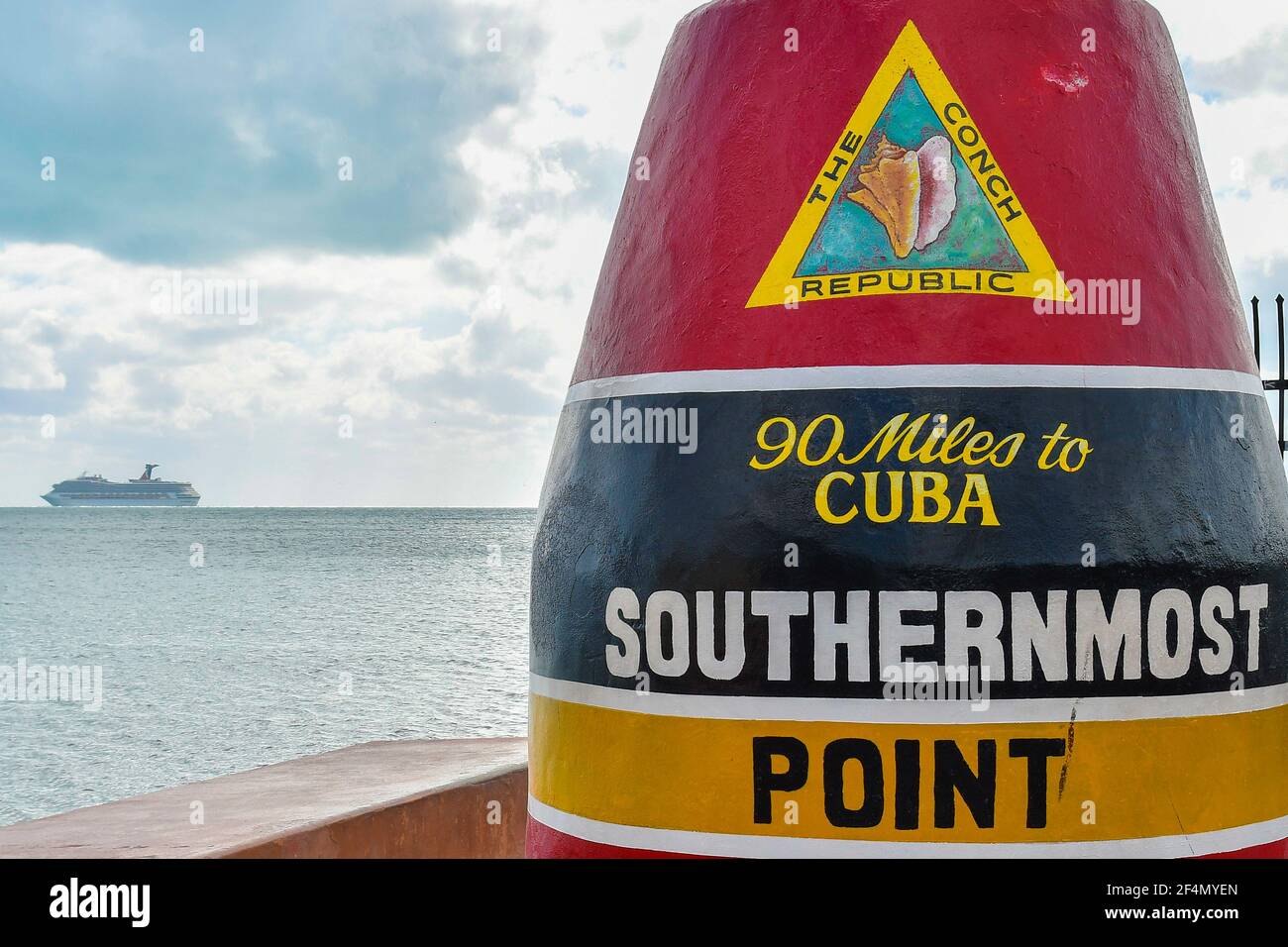 Key West, Florida, el punto más meridional, a 90 millas de Cuba Foto de stock