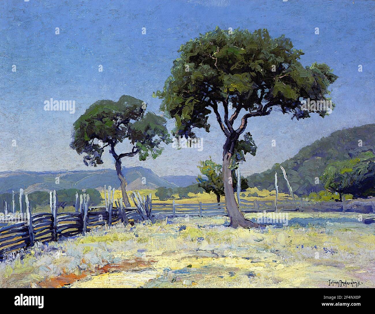 Julian Onderdonk - Live Oak árboles Williams Ranch Bander County 1915 Foto de stock