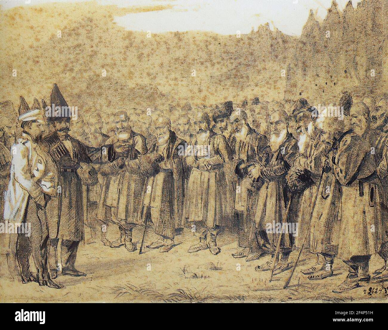 Vasily Vereshchagin - Presentación jefes Oficial ruso caucásicos 1864 Foto de stock