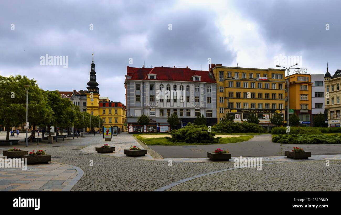 Plaza principal en la ciudad Checa de Ostrava Foto de stock