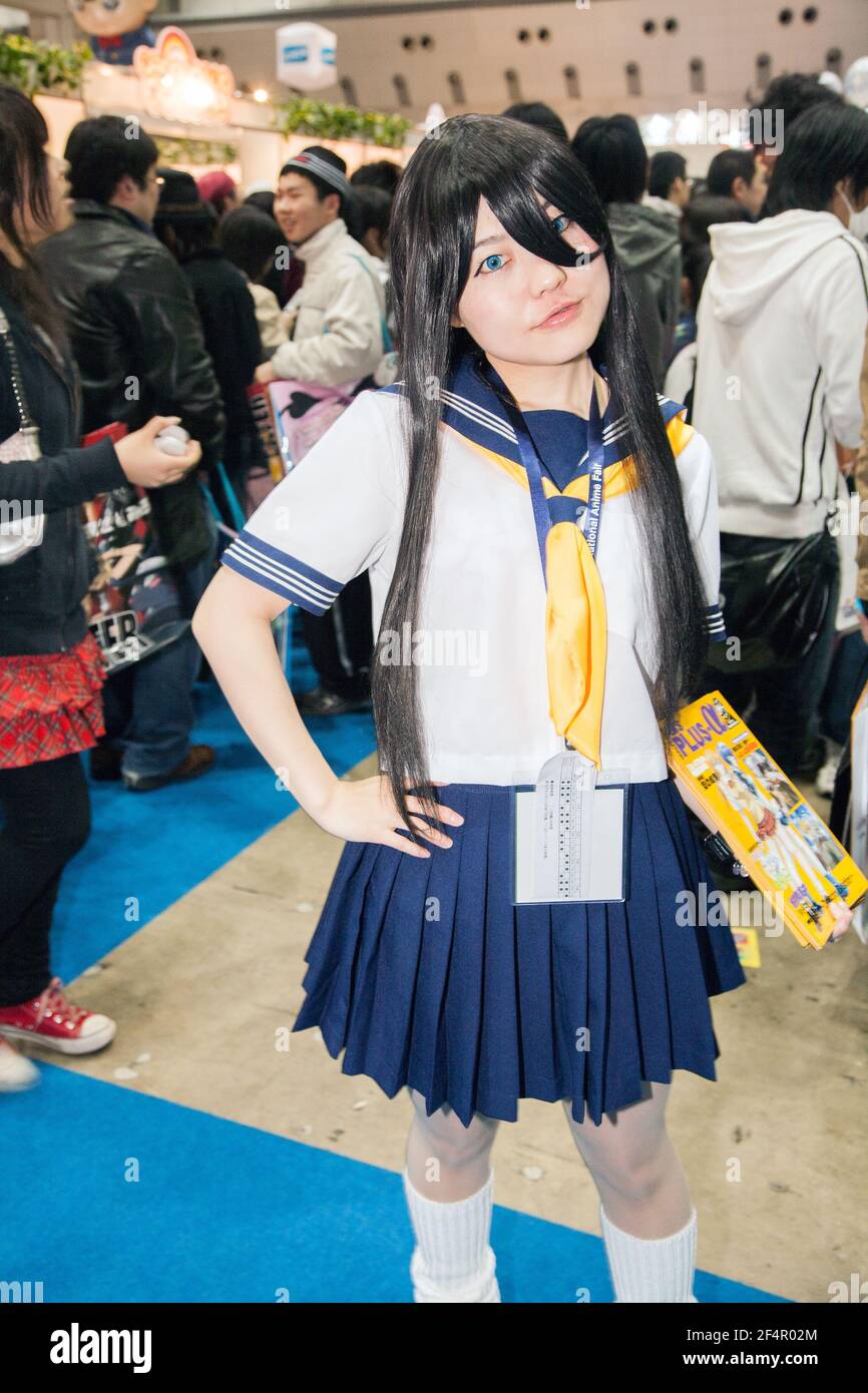 Mujer japonesa vestida con schoolgirl, uniforme marinero, Tokyo  International ANIME Fair, Japón Fotografía de stock - Alamy