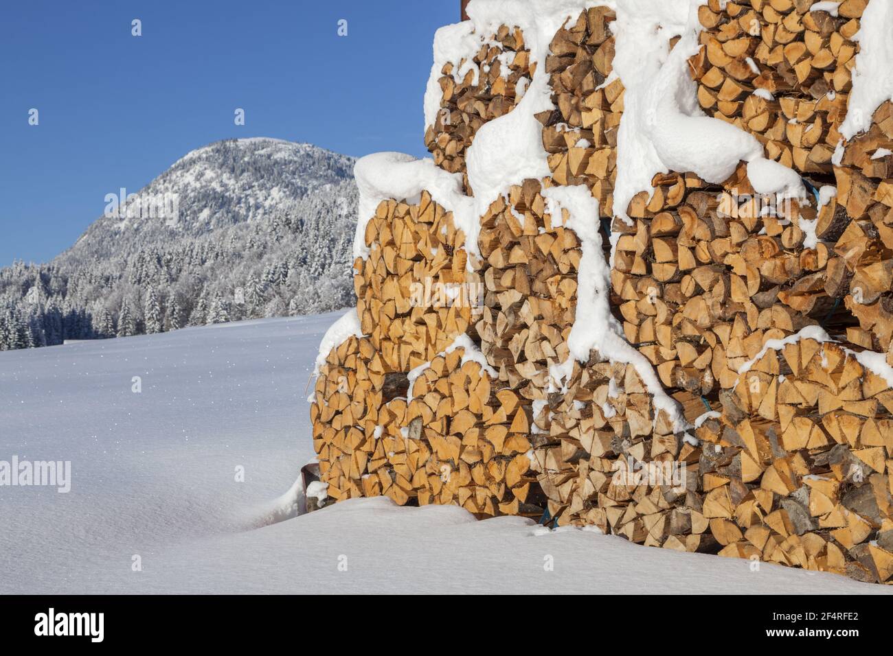 Geografía / viajes, Alemania, Baviera, Kruen, leña, renovable energie, Derechos adicionales-liquidación-Información-no-disponible Foto de stock