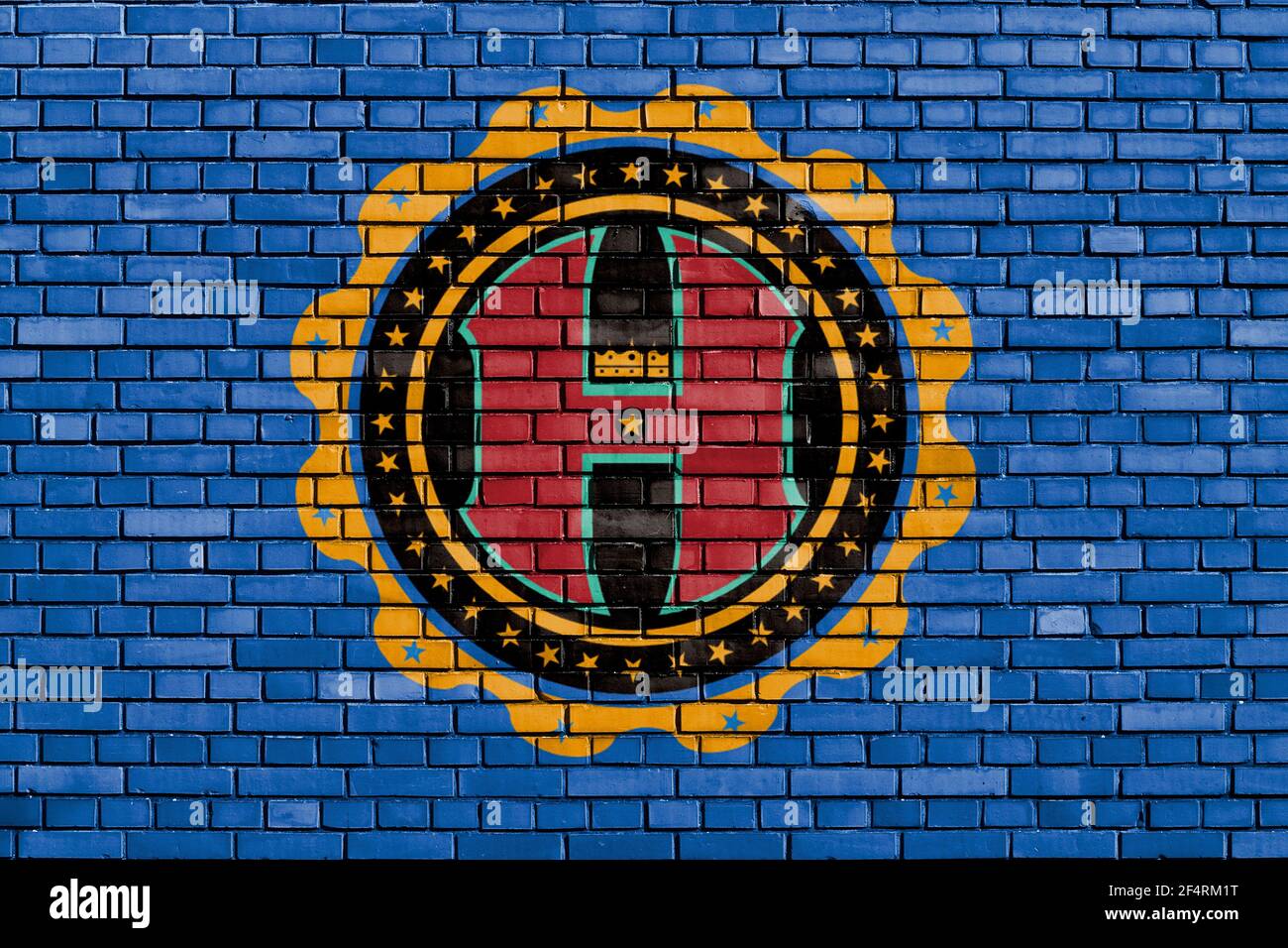Bandera del Condado de Hamilton, Ohio pintado en la pared de ladrillo Foto de stock