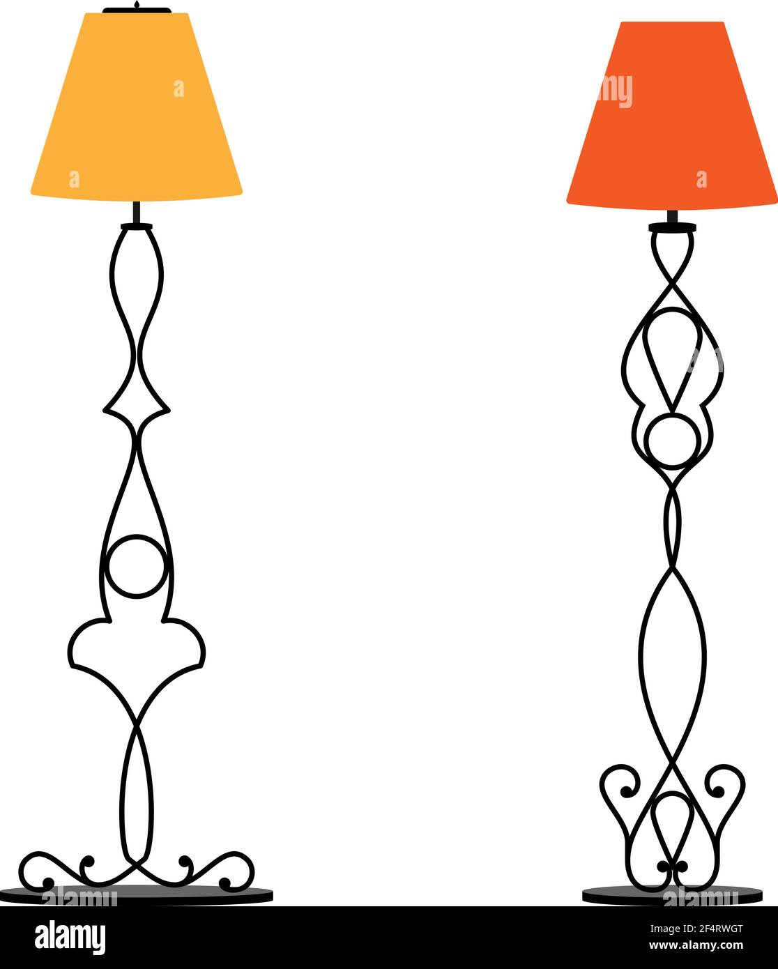 Tabla de hierro forjado lámpara de piso Diseño Vector Arte Ilustración Imagen Vector de stock