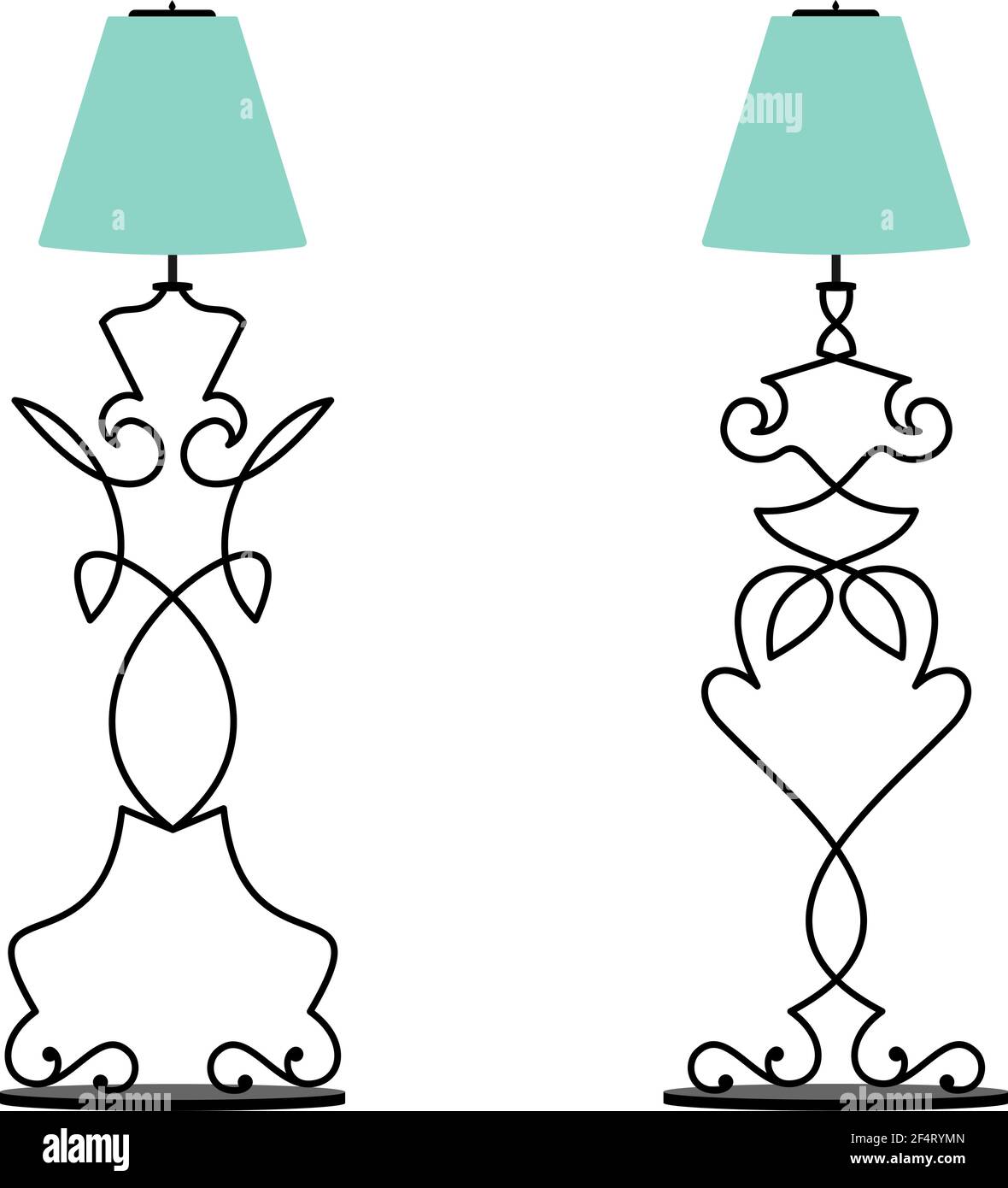 Tabla de hierro forjado lámpara de piso Diseño Vector Arte Ilustración Imagen Vector de stock