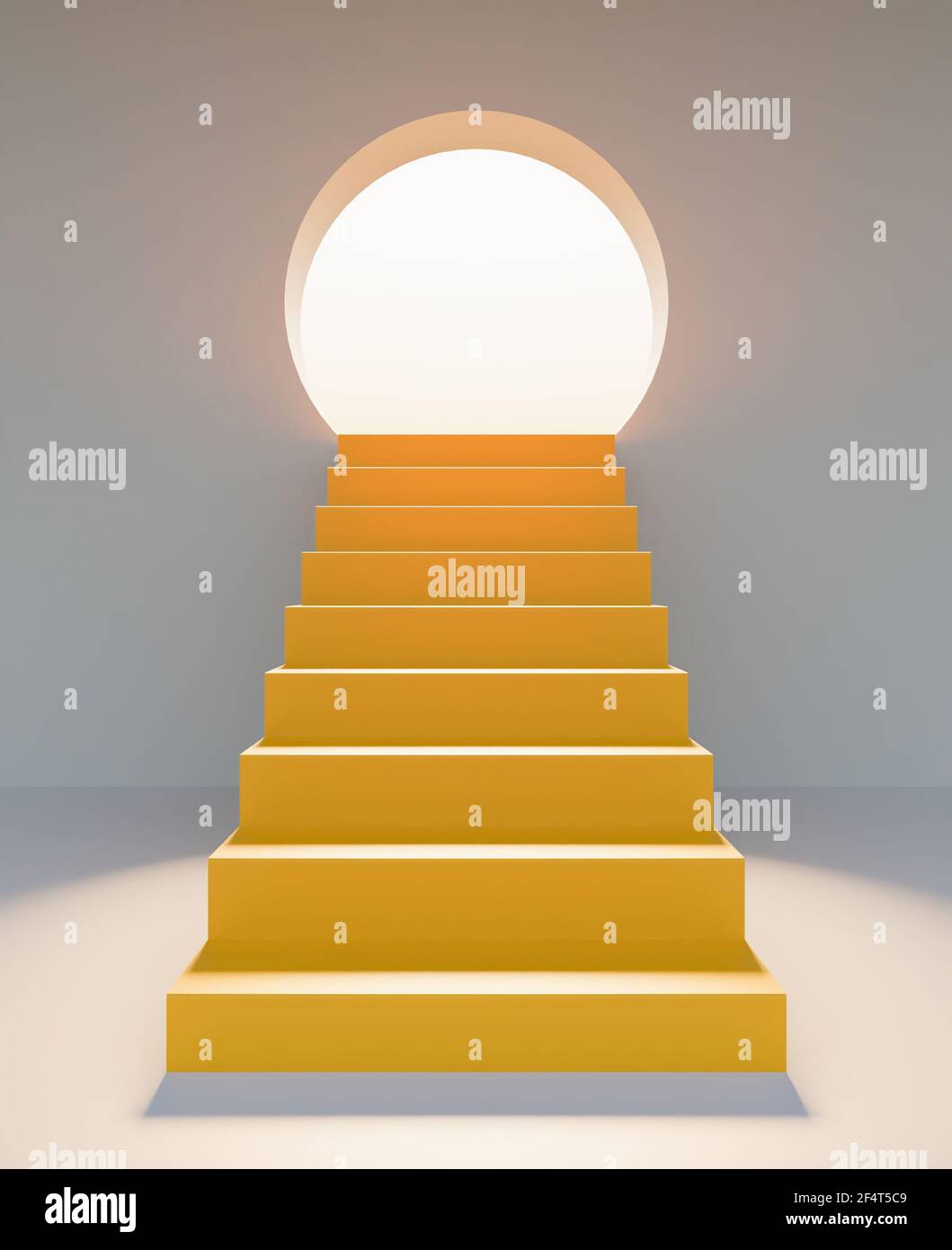 escaleras en frente con una puerta redonda iluminada Fotografía de stock -  Alamy