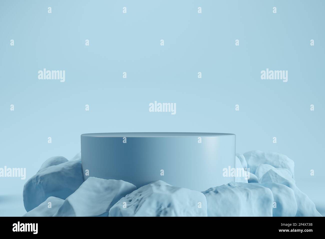 Plataforma azul para presentación de productos renderizado en 3d Foto de stock