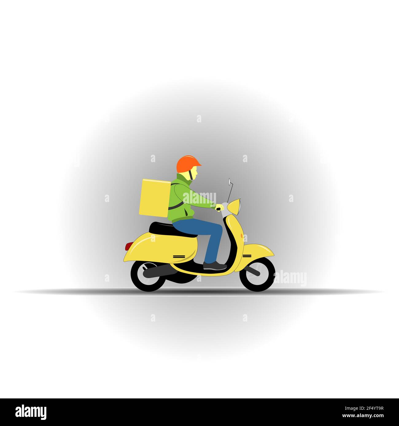 Courier viaje moto scooter con caja. Concepto de servicio de entrega de  alimentos. Ilustración de estilo plano Imagen Vector de stock - Alamy