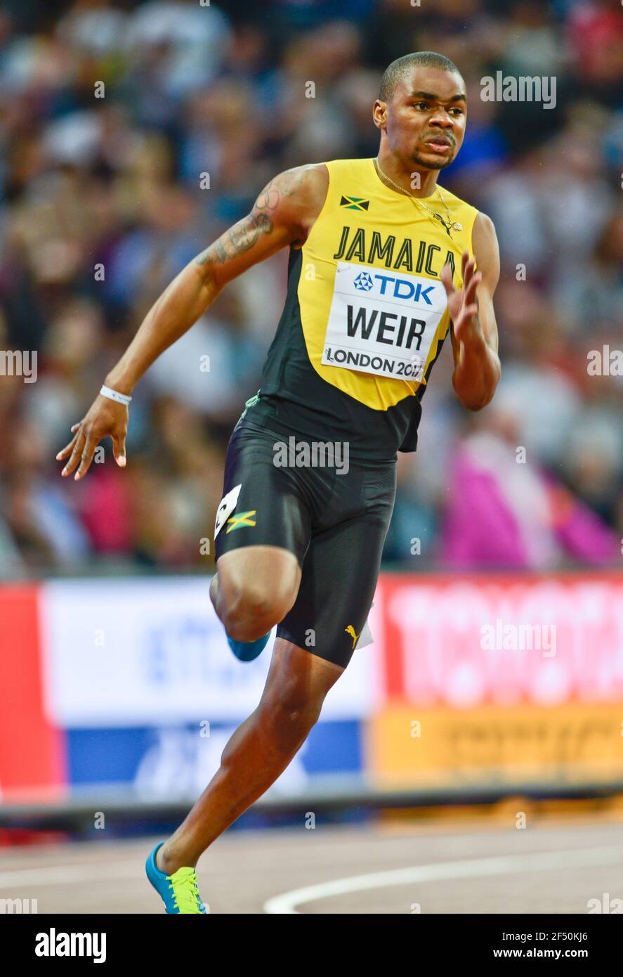 Warren Weir (Jamaica). 200 metros hombres, calienta. Campeonato Mundial de la IAAF Londres 2017} Foto de stock