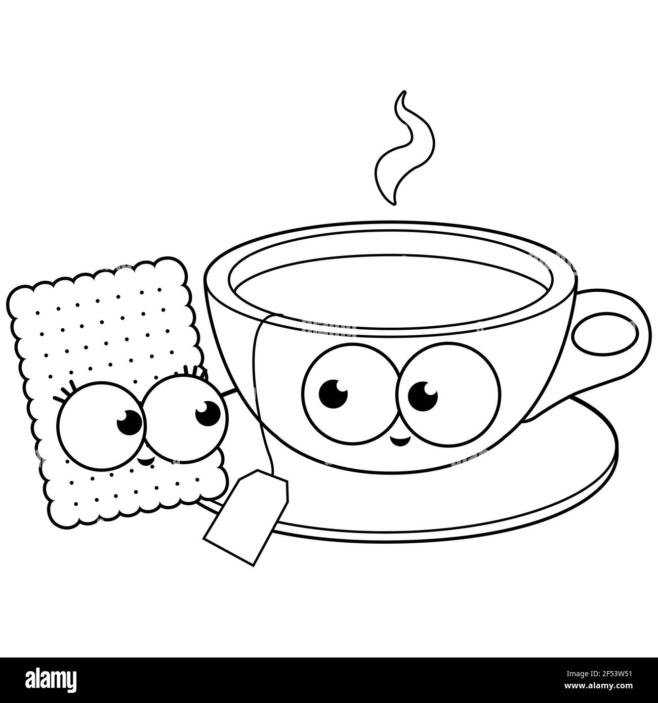 Taza de café en blanco y negro Gratis Dibujos Animados Imágene｜Illustoon ES