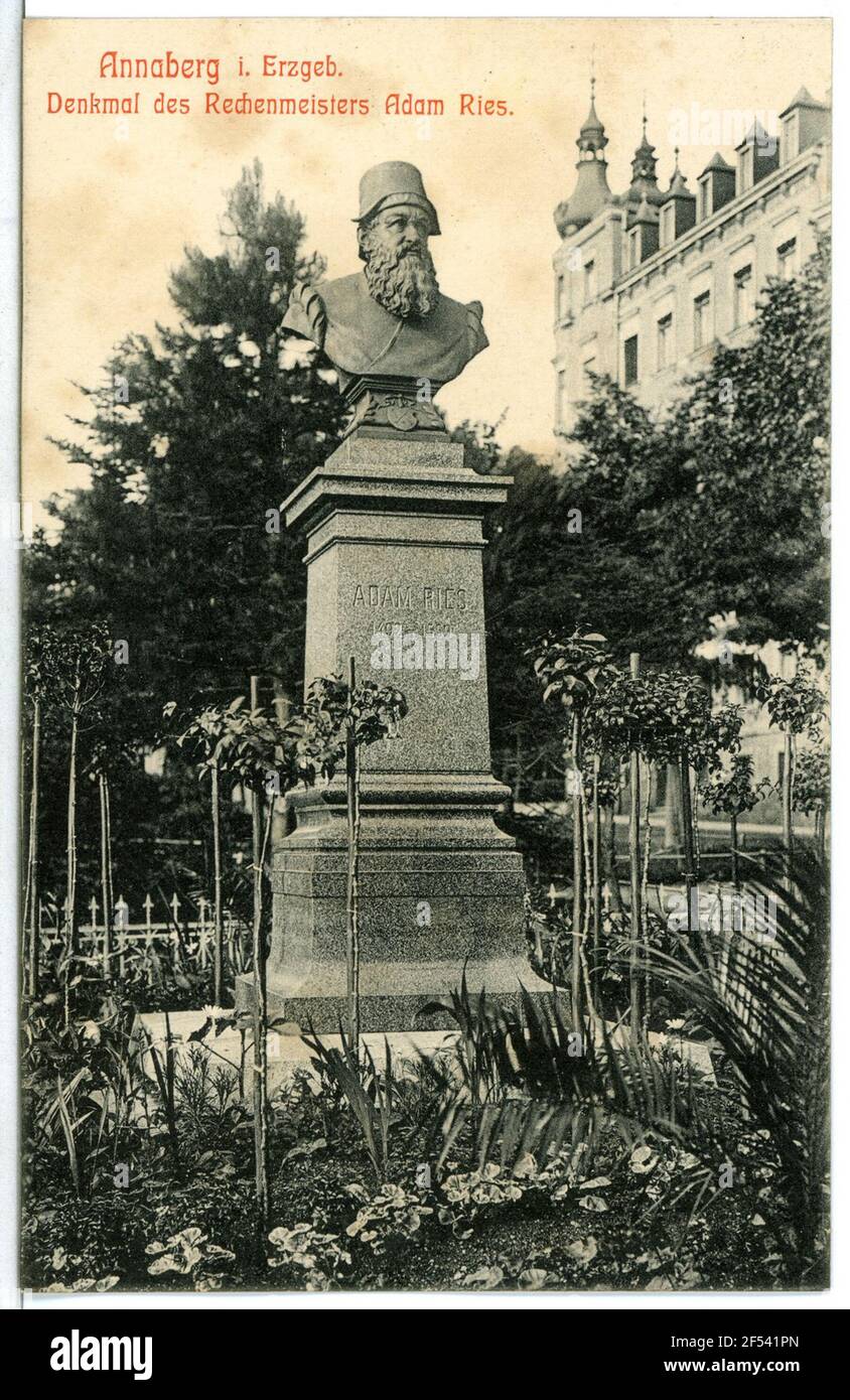 Monumento Adam Ries Annaberg. Monumento Adam Ries Fotografía de stock