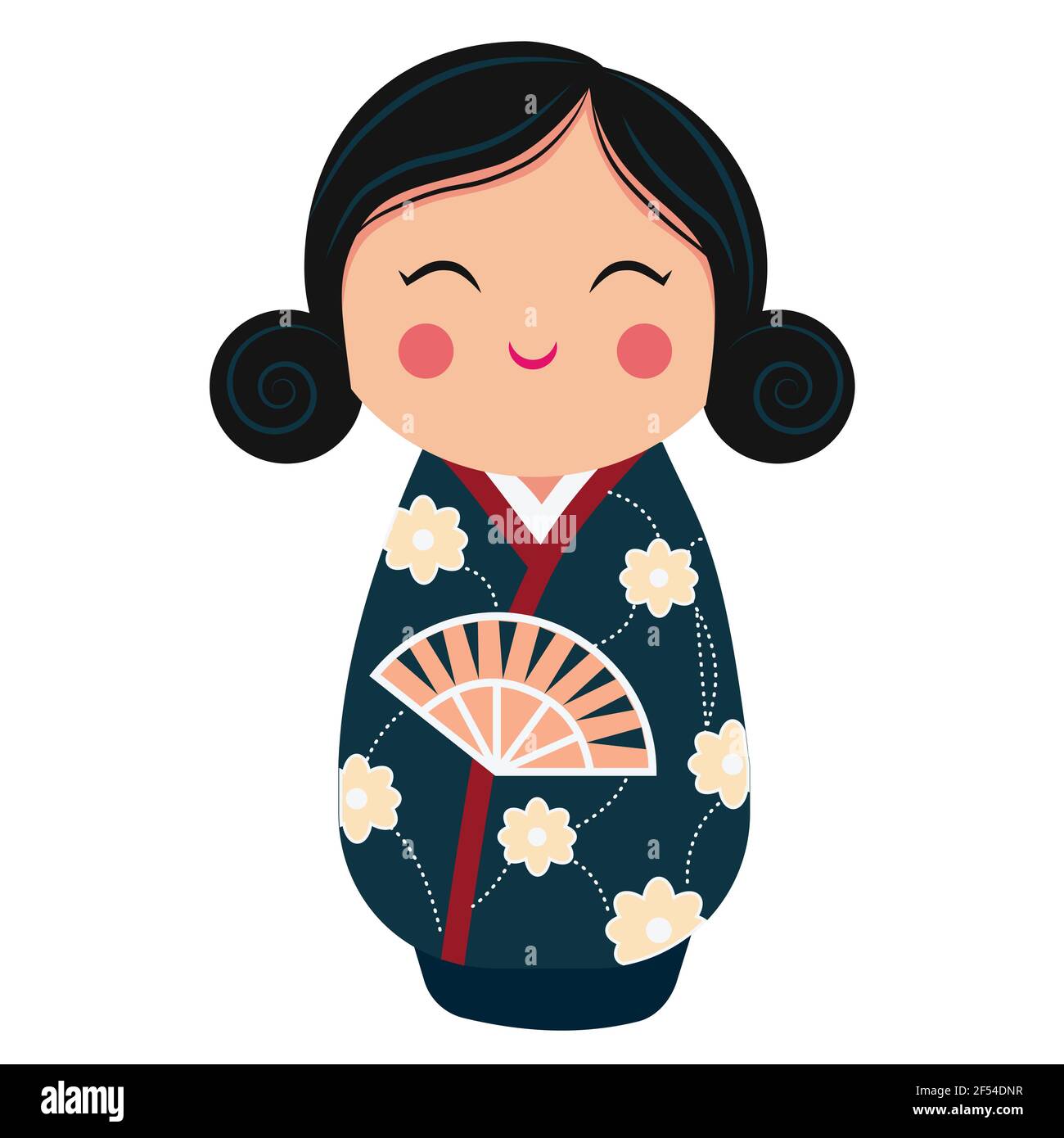 Lindo personaje de muñeca japonés kokeshi. Ilustración vectorial de dibujos  animados Imagen Vector de stock - Alamy